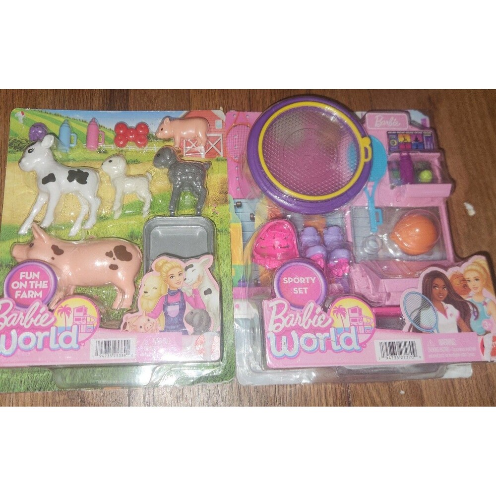 NEW Barbie World Accessory Playset Bundle - Fun On The Farm & Sporty Set